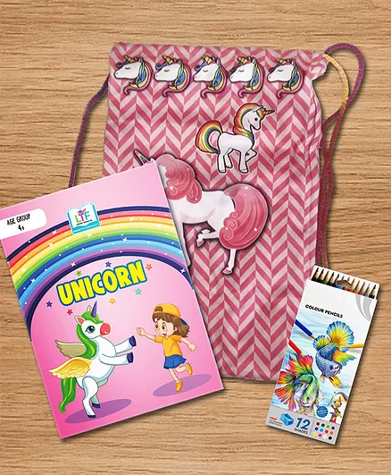 Unicorn Colouring Book Gift Set With Bag - English