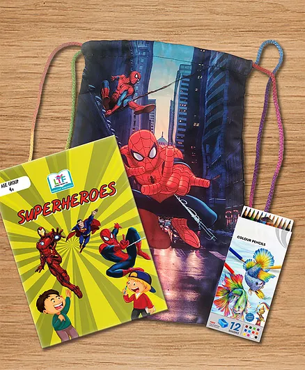 Superheroes Colouring Book Gift Set With Bag - English