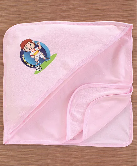 Mom's pet 100%Cotton Hooded Towel Football Print - Light Pink