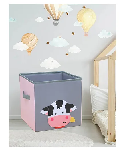 SNM Lori Cow Medium Storage Cube - Grey Pink Black