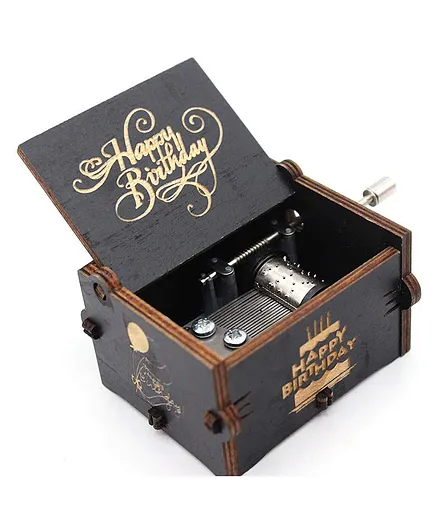 Eitheo Happy Birthday Theme Wooden Handcrafted Music Box - Black