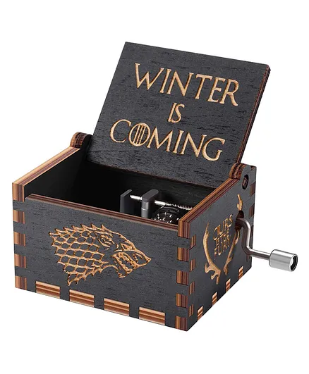 EITHEO Wooden Antique Carved Hand Crank Music Box Game of Thrones Winter Is Coming Theme - Multicolor