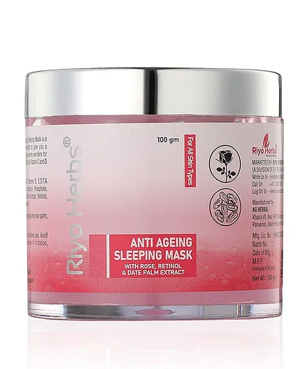 Riyo Herbs Anti Ageing Sleeping Mask Night Gel With Rose & Pine Bark Extracts for Radiant & Glowing Skin - 100 gm 