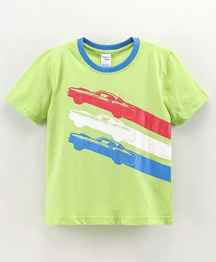 Taeko Half Sleeves T-Shirt Car Print - Green