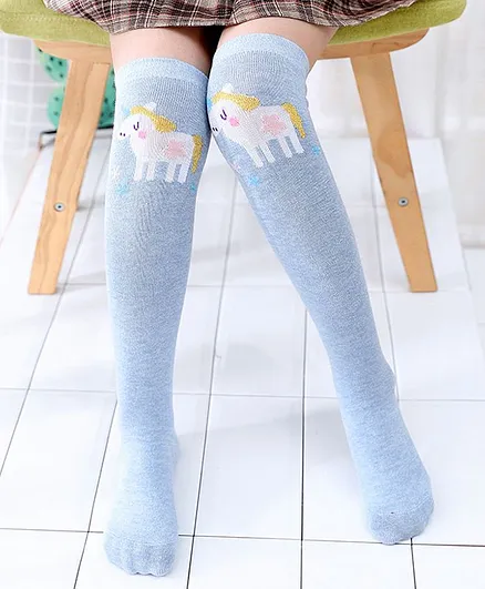 Flaunt Chic Unicorn Printed Socks - Light Blue