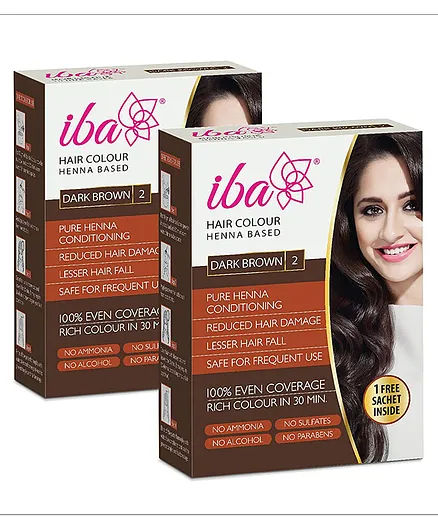 Iba Hair Color Henna Based Dark Brown Pack of 2 - 70 gm each Online in  India, Buy at Best Price from  - 10855911