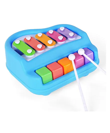 COMERCIO Melody Musical Xylophone Cum Piano With Mallets - Sky Blue