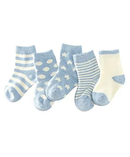 Momisy Non Slip Trainer Ankle Length Socks Multiprint Pack Of 5 - Blue