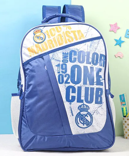 Real Madrid Graphic Printed School Bag Blue - 18 Inch