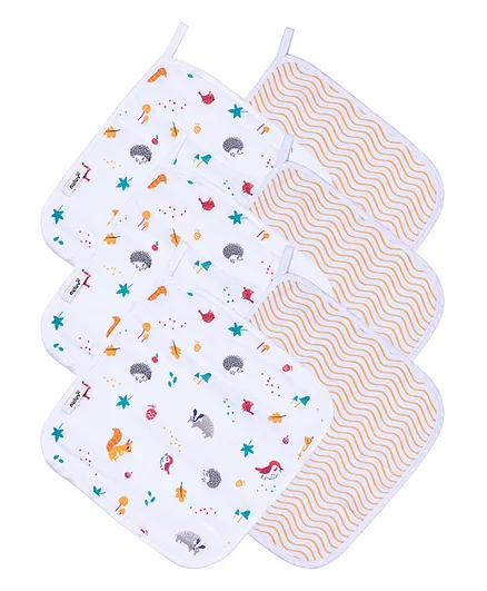 Nuluv Wash Clothes Squirrel Print Pack of 6 - Yellow & White