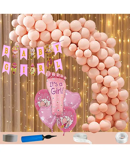 Shopperskart Baby Shower Party Decorations Combo Pink- Pack of 110