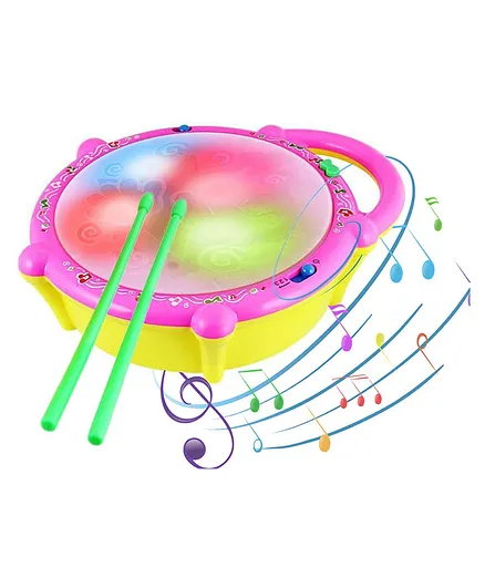 Toyshine Musical Drum with 3D Lights, Music - Multicolour