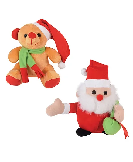 Ultra Teddy & Santa Claus Soft Toys Pack of 2 - Height 17.78 cm
