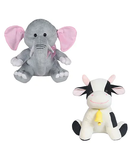 Ultra Elephant & Puppy Dog Soft Toys Pack of 2 - Height 28 cm