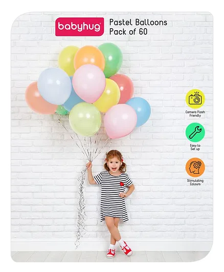 Babyhug Pastel Balloons Multicolour - Pack of 60