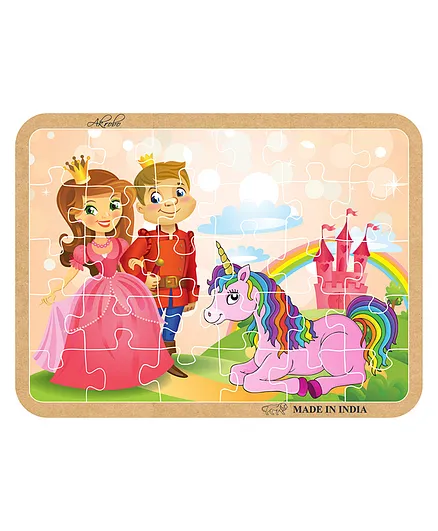 Akrobo Learning Wooden Jigsaw Puzzle Unicorn for 3 Years and Above Made in India Multicolor