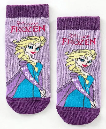 Supersox Cotton Ankle Length Socks Frozen Design - Purple