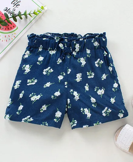 Babyhug Mid Thigh Shorts Floral Print - Navy
