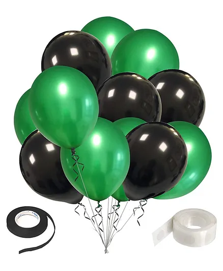 Zyozi Green And Black Metallic Balloons With Ribbon And Glue Dot For Birthday Party Decorations Pack Of 27 Online In India Buy At Best Price From Firstcry Com