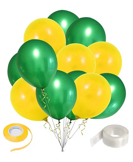 Zyozi Green And Yellow Metallic Balloons With Ribbon And Glue Dot For Birthday Party Decorations Pack Of 27 Online In India Buy At Best Price From Firstcry Com