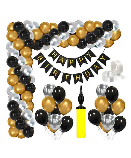 Zyozi Metallic Birthday Decor Kit Multicolour Pack Of 79 Online In India Buy At Best Price From Firstcry Com