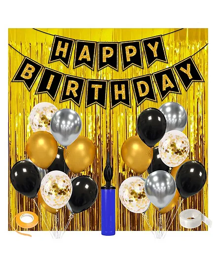 Zyozi Metallic Birthday Decoration Kit Golden And Black Pack Of 41 Online In India Buy At Best Price From Firstcry Com