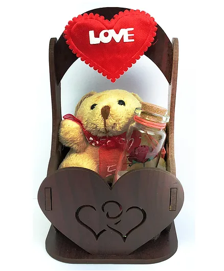 Yunicorn Max Teddy Bear Key Chain With Message Bottle Gift Set (Color May Vary)