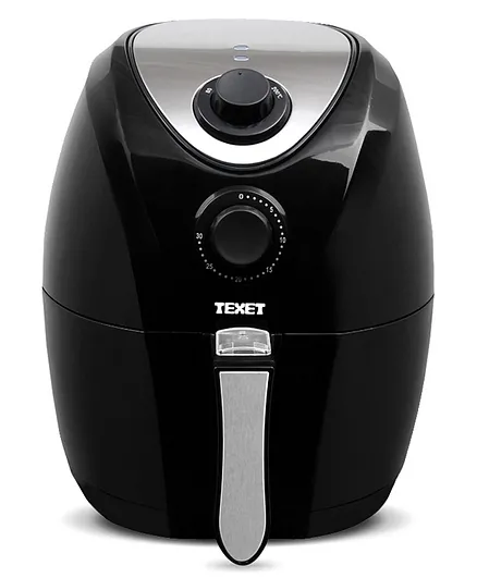 Texet Electric Oilless Air Fryer Black Dual Rack Fry Basket with Stainless Steel Finish- 3.2 Litres