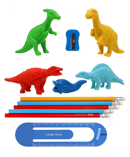 New Pinch Stationary Kit Mix Dinosaur Theme Pack Of 13 - Multicolor