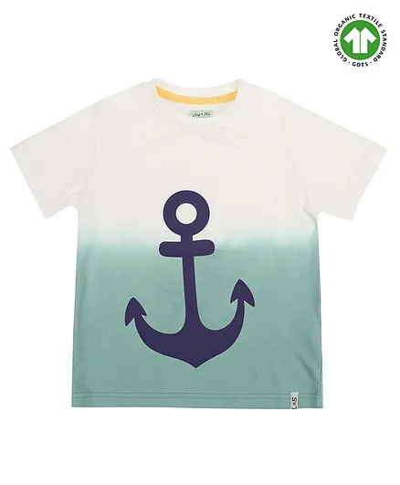 Lilly & Sid Half Sleeves T Shirts Anchor Print - White