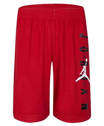 Jordan Knee Length Logo Print Mesh Shorts - Red