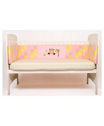 Blooming Buds Teddy Bear Full Cot Bumper - Pink