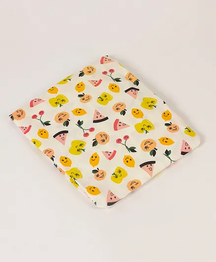 Blooming Buds Fitted Crib Sheet Yummy Fruits Print - White & Yellow