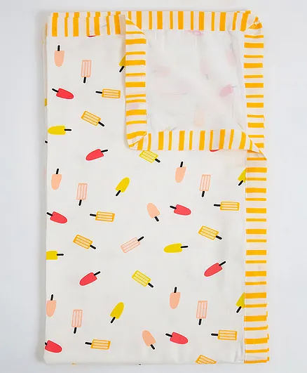 Blooming Buds Baby Dohar Ice Lolly Print - Off White Orange