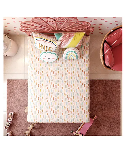 FancyFluff Kids  Double Bedsheet Set Boho Vibes - Pink