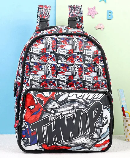 Marvel School Bag Spider Man Print Grey- 16 Inches