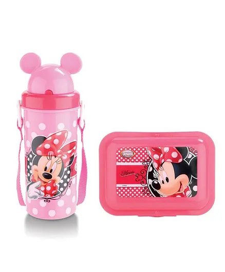 Jewel Minnie Mouse Flipper Water Bottle and Lunch Box - Pink