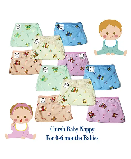 Chirsh Cloth Nappy Pack of 10 - Multicolor