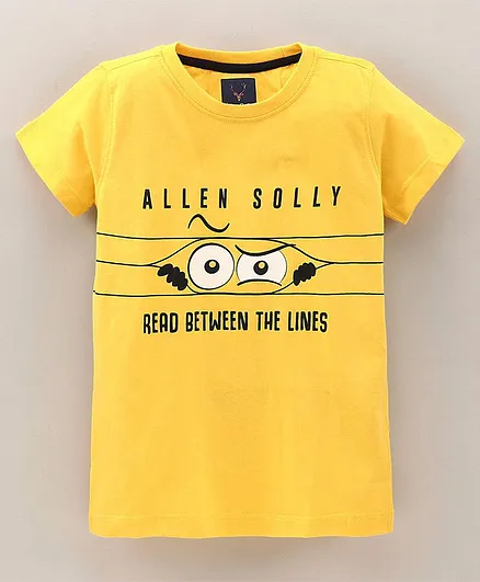 Allen Solly Juniors Half Sleeves T-Shirt Text Print - Yellow