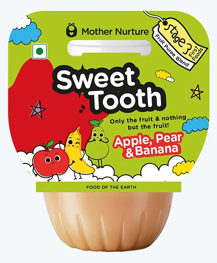 Mother Nurture Apple Pear Banana Puree Stage 3 Baby Food Pack Of 2 -120 gm Each 