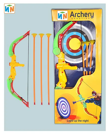 NIYANA TOYZ Archery Bow and Arrow Toy Set with Light with 1 Bow and 3 Arrow- Multicolor