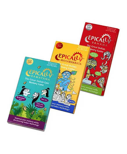 Positively Perfect Epically Vahana Ramayana Mahabharata Memory Matching Card Game Pack of 3 - 64 Cards each