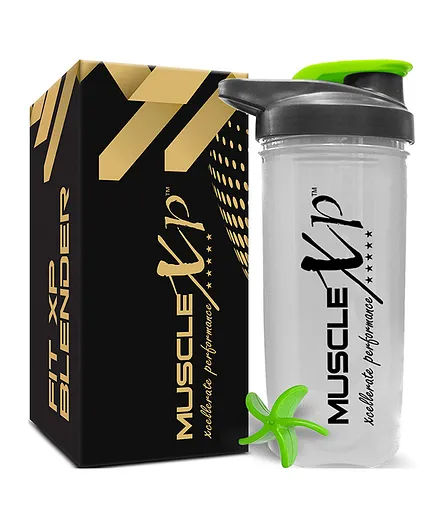 MuscleXP Gym Shaker FIT XP Blender 100 % Leakproof Guarantee Shaker Blender 700 ml (Transparent & Green)