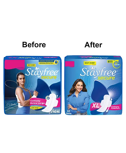 Stayfree Secure Cottony Sanitary Pads with Wings Extra Large - 40 Pieces