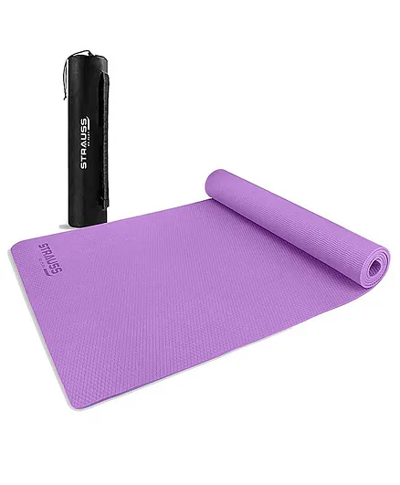 Strauss Anti Skid EVA Yoga Mat with Carry Bag 6 mm - Purple 
