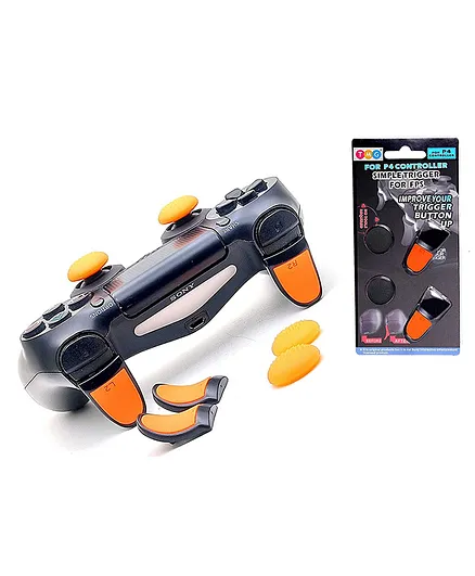 TMG Controller Analog FPS Extenders PS4 Thumbstick L2 R2 Trigger Extended Button Thumb Grips for PS4 Controller - Oramge