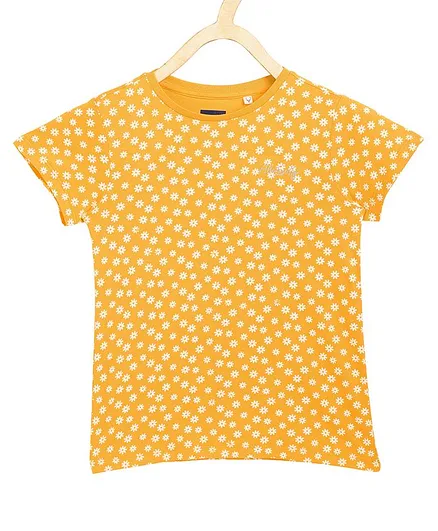 Allen Solly Juniors Half Sleeves Top Floral Print - Yellow