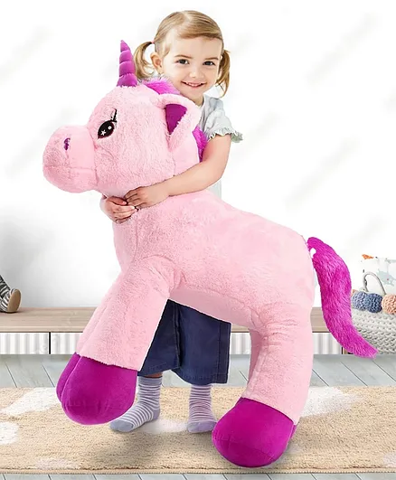MummaSmile Unicorn Stuffed Plush Toy Pink - Length 65 cm