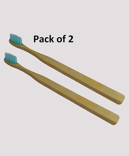 Enorme Wooden Slim Eco-Friendly BPA Free Brush Bamboo Toothbrush Pack of 2 - Brown