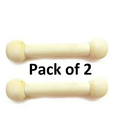 Enorme Organic Non Toxic Wooden Teethers Dumble Sticks Pack of 2 - Off White
